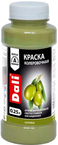 Колер для краски Dali / Дали атмосферостойкий, светостойкий, насыщенный, цвет олива, 0.25л / строительство и ремонт