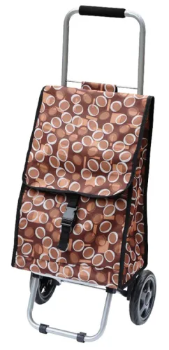 Сумка тележка Рыжий кот D203 на колесах, из хлопка, металлический каркас, коричневая, 30кг / хозяйственные товары