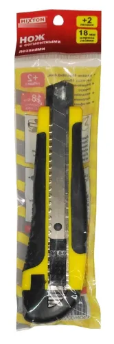 Нож строительный MIXTON / Микстон ПРОФИ с сегментным выдвижным лезвием, из металла, желтый, 160мм / инструменты