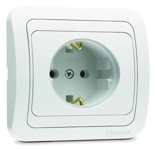 Розетка MAKEL Мимоза 12008, 1-местная, белая, 16А, IP20