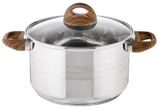 Кастрюля Mallony / Маллони FORESTA с крышкой, из нержавеющей стали, диаметром 22см, высотой 13.5см, объемом 5л / посуда для кухни