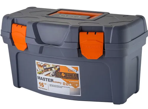 Ящик для инструментов Blocker / Блокер Master Economy 16" из полипропилена, темно-серый, 408х223х218мм / оборудование для мастерской