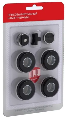 Монтажный комплект для радиатора Royal Thermo / Роял Термо 3/4" черный / отопление