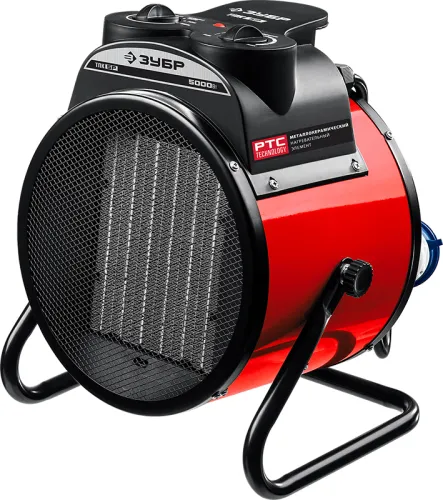 Тепловая пушка Зубр MKH ТПК-5Р электрическая, в металлическом корпусе, 280х230х340мм, 5кВт, 40м², 450м³/ч, IP20 / отопление