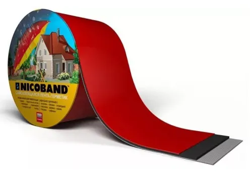 Лента гидроизоляционная Технониколь Nicoband самоклеящаяся, битумно-полимерная, цвет красный, ширина 10см, 3м / стройматериалы