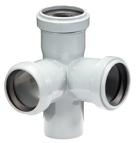 Крестовина Lammin раструбная, полипропилен, серая, 50×50×50мм