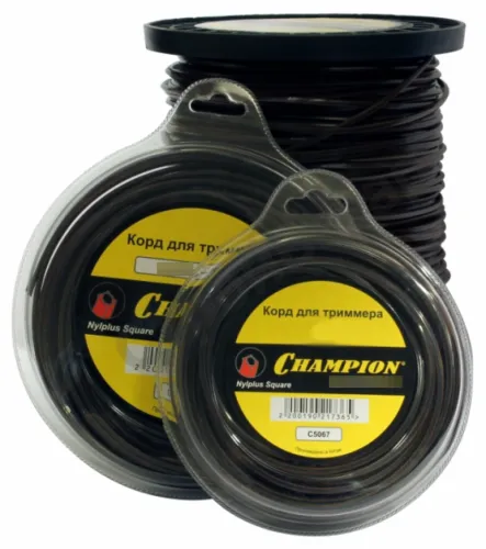 Леска для триммера Champion / Чемпион Nylplus Square квадрат, нейлоновая, толщина 3мм, 23м / садовая техника