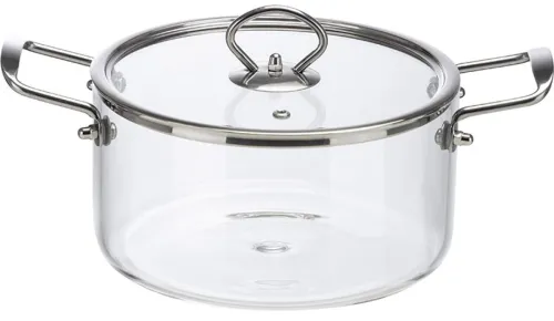 Кастрюля Leonord / Леонорд ITALIANO с крышкой, из стекла, диаметром 19.5см, высотой 13.5см, объемом 3.5л / посуда для кухни