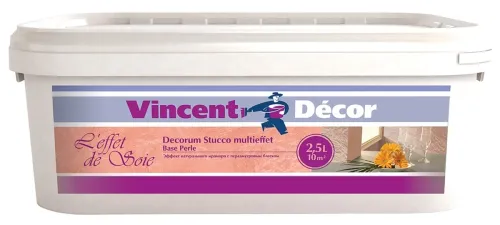 Декоративная штукатурка Vincent Decor / Винсент Декор Stucco Multieffet base Perle под обои, для внутренних работ, водно-дисперсионная, белая, 2.5л / строительные смеси