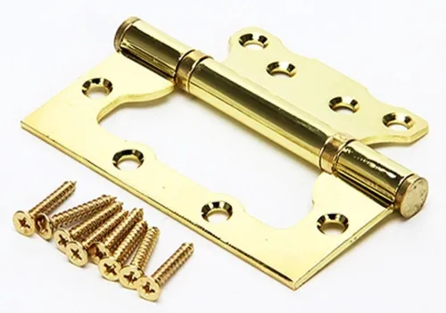 Петля мебельная СКОБЯНОЙ накладная, металлическая, цвет золото, 100мм, 2шт. / фурнитура