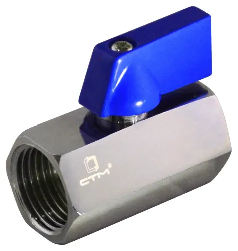 Кран шаровый для воды СТМ мини прямой, гайка-гайка, флажок, латунь, цвет серый, резьба 1/2" / запорная арматура