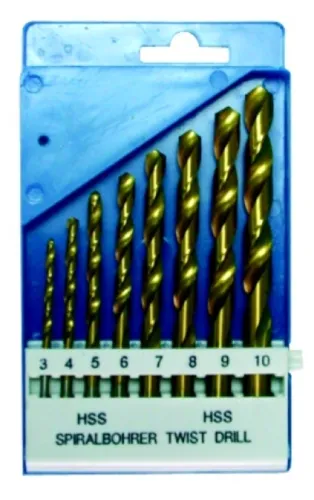 Набор сверл по металлу 888 с цилиндрическим хвостовиком, из стали HSS, диаметр 3-10мм, 8шт. / оснастка