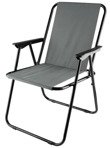Кресло складное ECOS / Экос TD-10 с подлокотниками, металлическая труба, полиэстер, цвет серый, до 100кг, 410x520x750мм / товары для пикника