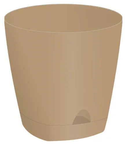 Горшок для цветов InGreen / ИнГрин Amsterdam с прикорневым поливом, пластиковый, цвет молочный шоколад, 650мл / дом и сад