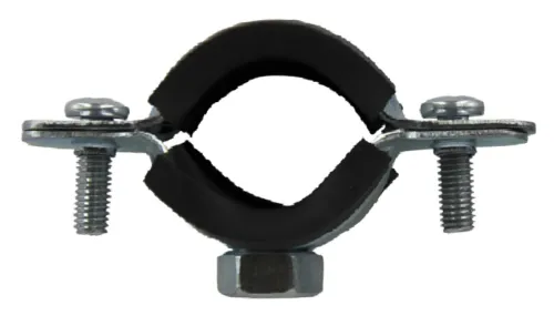 Хомут сантехнический FT / ФТ для труб диаметром 25-28мм (3/4") с резиновым уплотнением и гайкой, из оцинкованной стали / крепеж