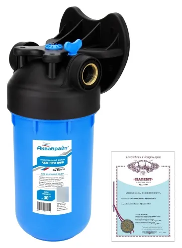 Фильтр магистральный Аквабрайт АБФ-ПРО-10ББ, с кронштейном, 1 дюйм