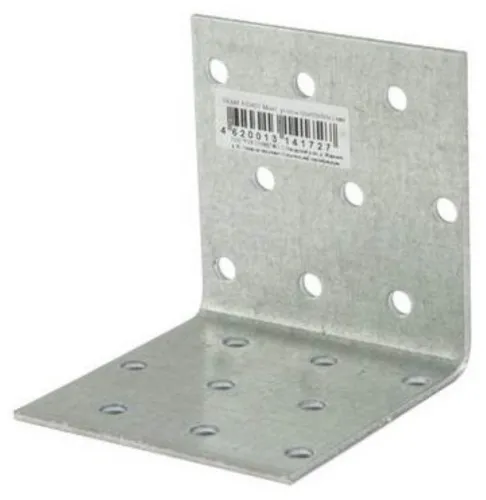 Крепежный уголок Rock Solid Connection / Рок Солид Конекшн перфорированный, из оцинкованной стали, серый, 60х60х60х2мм / строительство и ремонт