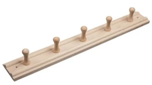 Вешалка для бани Банные штучки настенная, из древесины липы, бежевая, 5 крючков, 50х7х8.5см / аксессуары для сауны