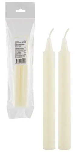 Свечи хозяйственные Рыжий кот с хлопковым фитилем, парафиновые, белые, 15см, 2шт. / товары для дома