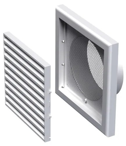 Решетка вентиляционная Event / Эвент Э1717Р12.5Ф с сеткой, из пластика, белая, размер 175х175мм / строительство и ремонт