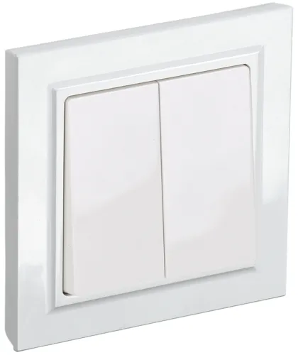 Выключатель IEK BRITE ВСР10-2-0-БрБ двухклавишный, белый, 220В, 10А