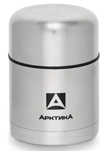Термос Арктика бытовой вакуумный с широким горлом, из нержавеющей стали, серебристый, 0.5л / термопосуда