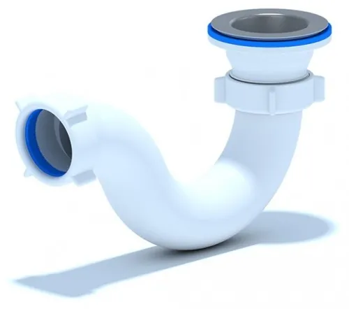 Сифон сливной Анипласт Ани для душевого поддона с выпуском, из пластика и нержавеющей стали, белый, 40мм, 1.1/2дюйм / сантехника