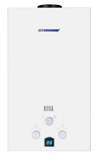 Водонагреватель проточный EDISSON / Эдиссон E 20 D газовый, настенный, белый, 590х340х140мм, 1/2дюйма, 10л/мин, 20кВт / бытовая техника