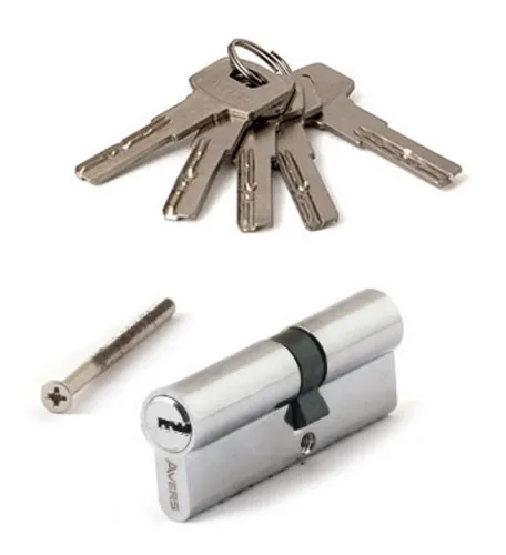 Цилиндровый механизм AVERS / Аверс ZM-80-CR двухсторонний, с гальваническим покрытием, ключ-ключ, ЦАМ, цвет хром, 40/40, 80мм, секретность 5000 / фурнитура