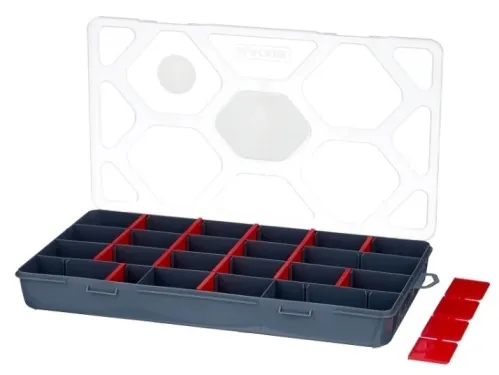 Органайзер BLOCKER / Блокер Master 14" для хранения мелочей с прозрачной крышкой, из полипропилена, серый, 355х200х45мм / оборудование для мастерской