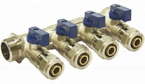 Коллектор СТМ с шаровыми кранами C4MP3416, 4 выхода, 3/4 дюйма