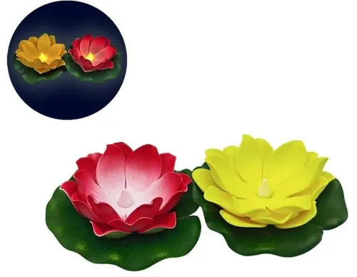 Фигурка садовая Кувшинка декоративная прудовая с подсветкой, разноцветная, из ЭВА, 10см, 2шт. / дом и сад