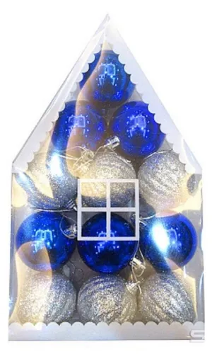 Елочные шары Волшебная страна Домик однотонные, пластиковые, разноцветные, диаметр 5см, 12шт. в упаковке / товары для праздников