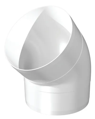 Колено воздуховода ЭРА пластиковое, белое, диаметр 125мм 45°