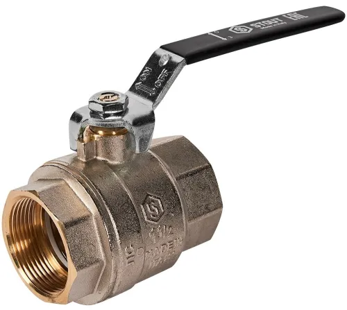 Кран шаровый для воды Stout / Стаут прямой полнопроходной, ручка рычаг, латунь, цвет желтый, диаметр присоединения 15мм, резьба 1.1/2" / запорная арматура