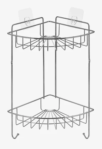 Полка для ванной ЧМЗ Гурт настенная угловая, из стали, хром, 43.5х23.4х23.4см / товары для дома