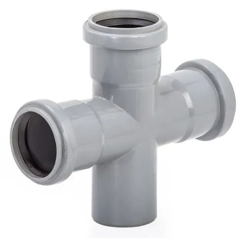 Крестовина Lammin / Ламмин одноплоскостная, для внутренней канализации, из полипропилена, серая, размером 50х50мм, 87.5° / водоотведение