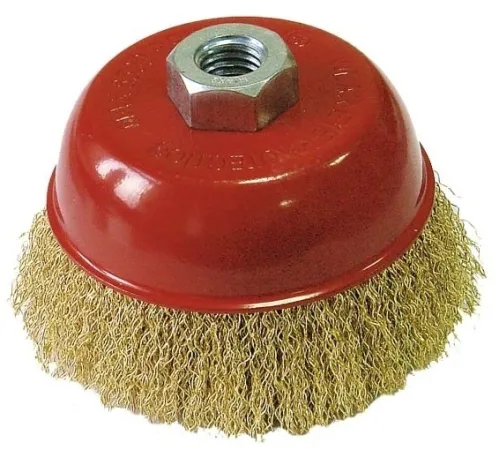 Щетка крацовка 888 для УШМ, чашка, крученая, стальная омедненная проволока, 125мм / инструменты