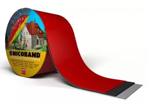 Лента гидроизоляционная Nicoband / Никобэнд самоклеящаяся герметизирующая, битумно-полимерная, красная, ширина 5см, 3м / стройматериалы