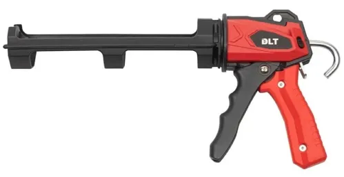 Пистолет для герметика DLT / ДЛТ скелетный, в металлическом корпусе, красный, длина 228мм / инструменты для ремонта и строительства