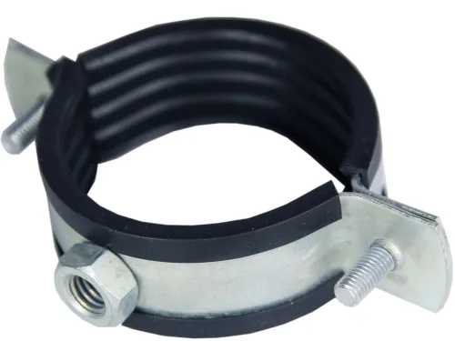 Хомут сантехнический MasterProf / МастерПроф для труб диаметром 48-53мм (1 1/2") с резиновым уплотнением, шурупом и дюбелем, из оцинкованной стали / крепеж