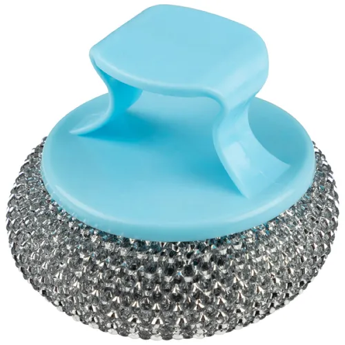 Губка для посуды Рыжий кот с держателем, металлическая, 7.5х7.5х6см / хозяйственные товары