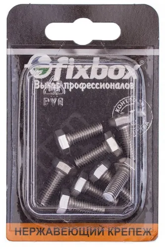 Болт Fixbox / Фиксбокс метрический из нержавеющей стали, DIN933, 6×16мм, 8шт. / крепеж