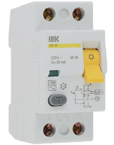 УЗО IEK ВД1-63 модульное, 2 полюса, 16А, DIN-рейка, IP20