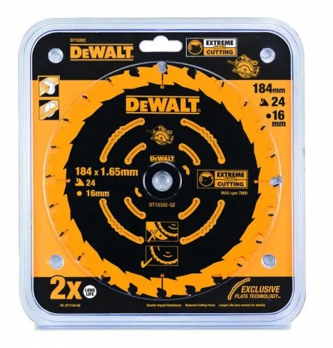 Диск пильный DeWalt / Девальт Extreme по дереву, твердосплавный, зубья 24шт., диаметр 184мм, посадочный 16мм / расходные материалы и оснастка