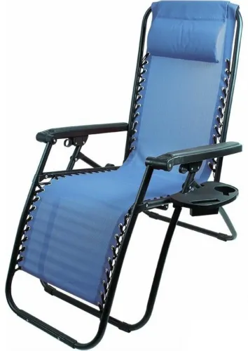 Кресло шезлонг Ecos / Экос Люкс складное, с подставкой, голубое, 180×66×110см / садовая мебель