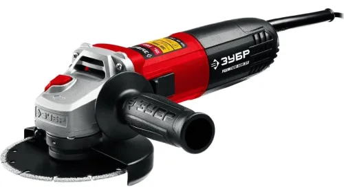 Шлифмашина угловая Зубр УШМ-125-1105 ЭТ сетевая, посадочный диаметр 22.2мм, М14, диск 125мм, 230В, 11000об/мин, 1100Вт / болгарка