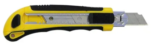 Нож строительный 888 ПРОФИ широкий с сегментным выдвижным лезвием, из металла, желтый, 180мм / инструменты