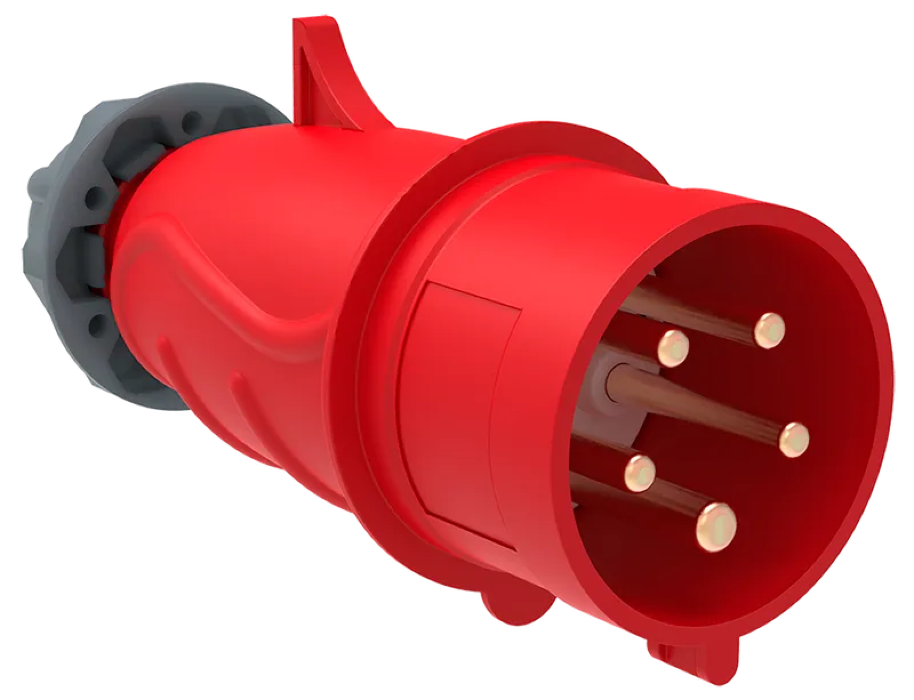 Вилка силовая кабельная IEK / ИЭК Magnum ССИ-015 переносная прямая из самозатухающего пластика, красная, 3Р+РЕ+N, 16А-6ч/200/346-240/415В, IP44, PSN02-016-5 / электрика