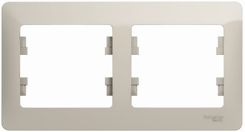Рамка электроустановочная Systeme Electric / Систем Электрик Glossa GSL000902 скрытая установка, горизонтальная молочная, 2 поста / для розеток и выключателей
